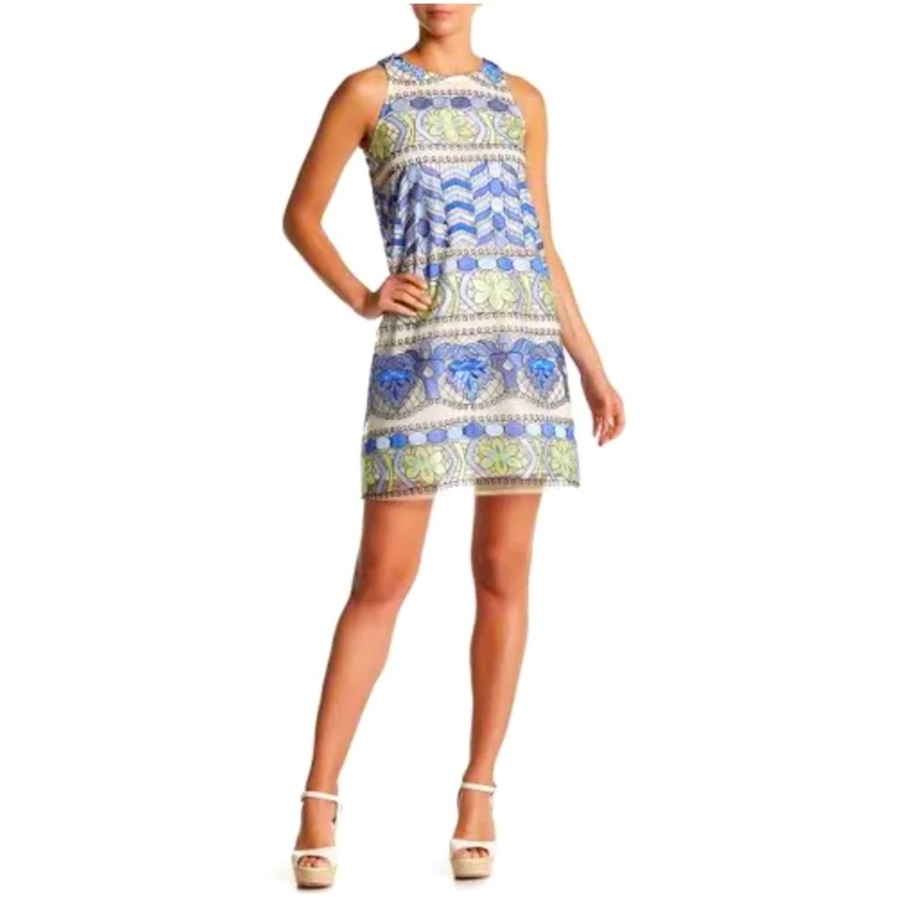 ECI Floral Embroidered Shift Dress